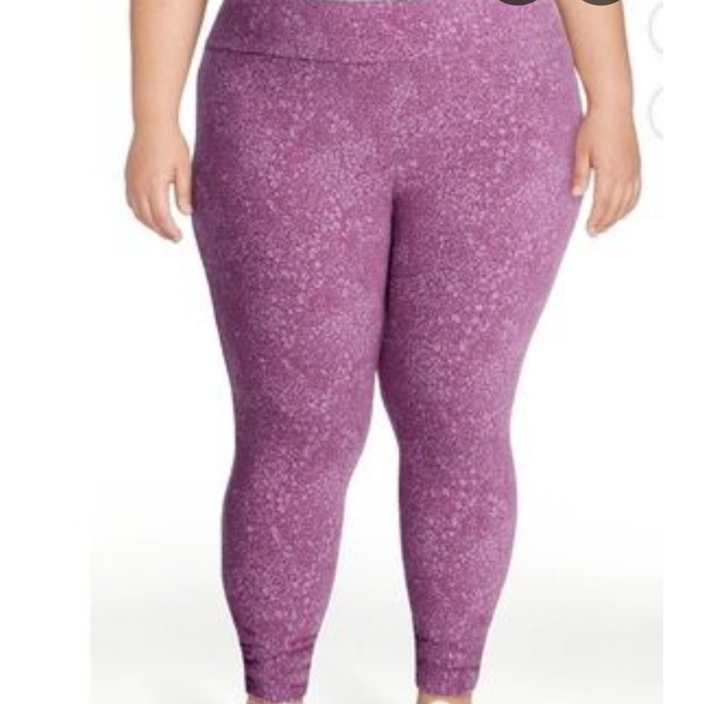 Terra & Sky Purple Floral Print Leggings Size 3X‎ ( 24W-26W) Comfortable pull-on
